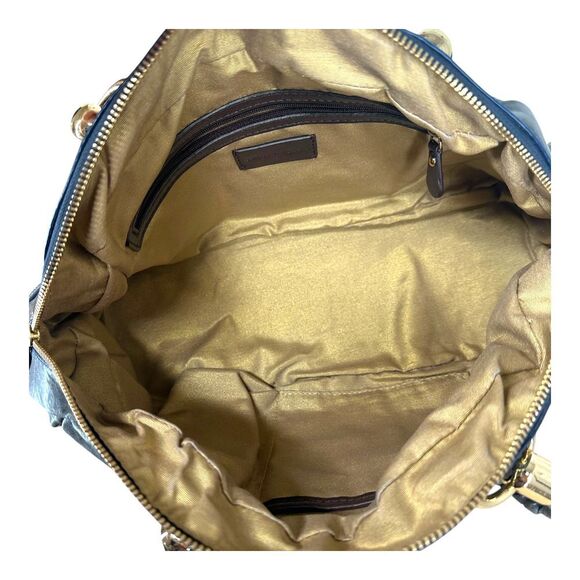 Antonio Melani Navy Leather Zip Bag Hobo Shoulder Bag Y2K Boho Gypsy Braided - Picture 12 of 16